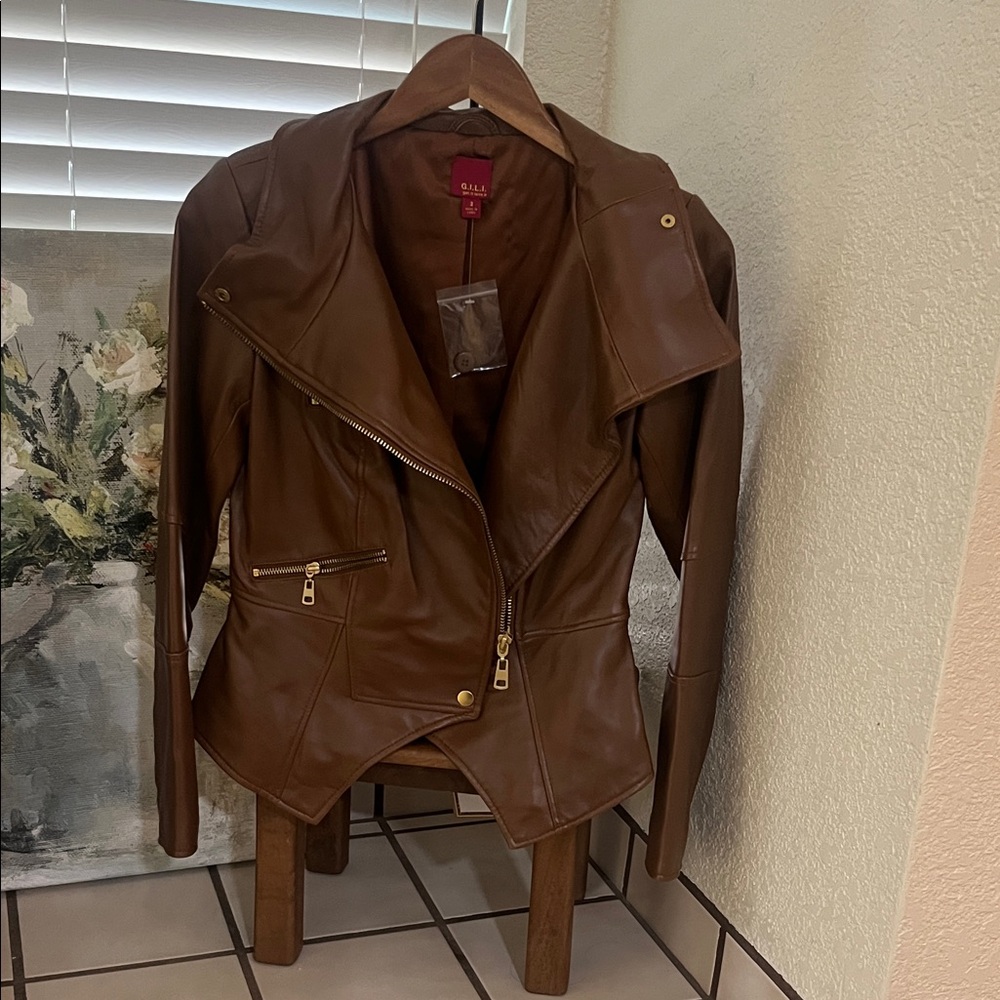 G.I.L.I. Tan Leather Jacket for Women